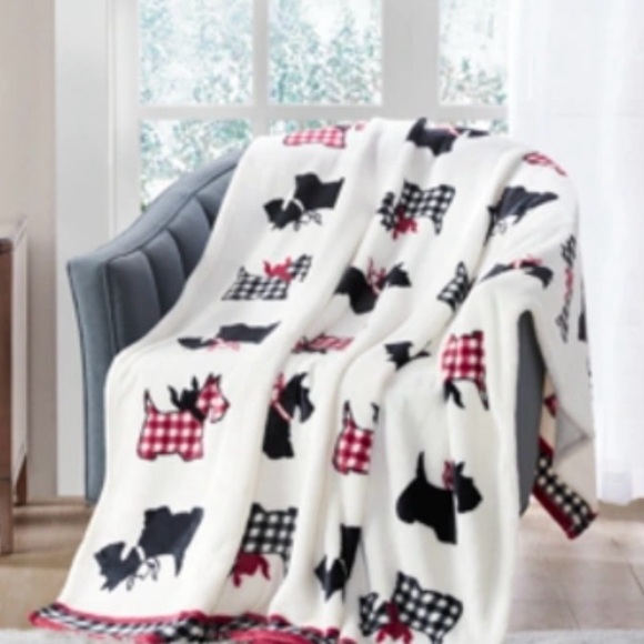 Charter Club Black and Red Dog Pattern Throw Blanket New - Picture 7 of 7